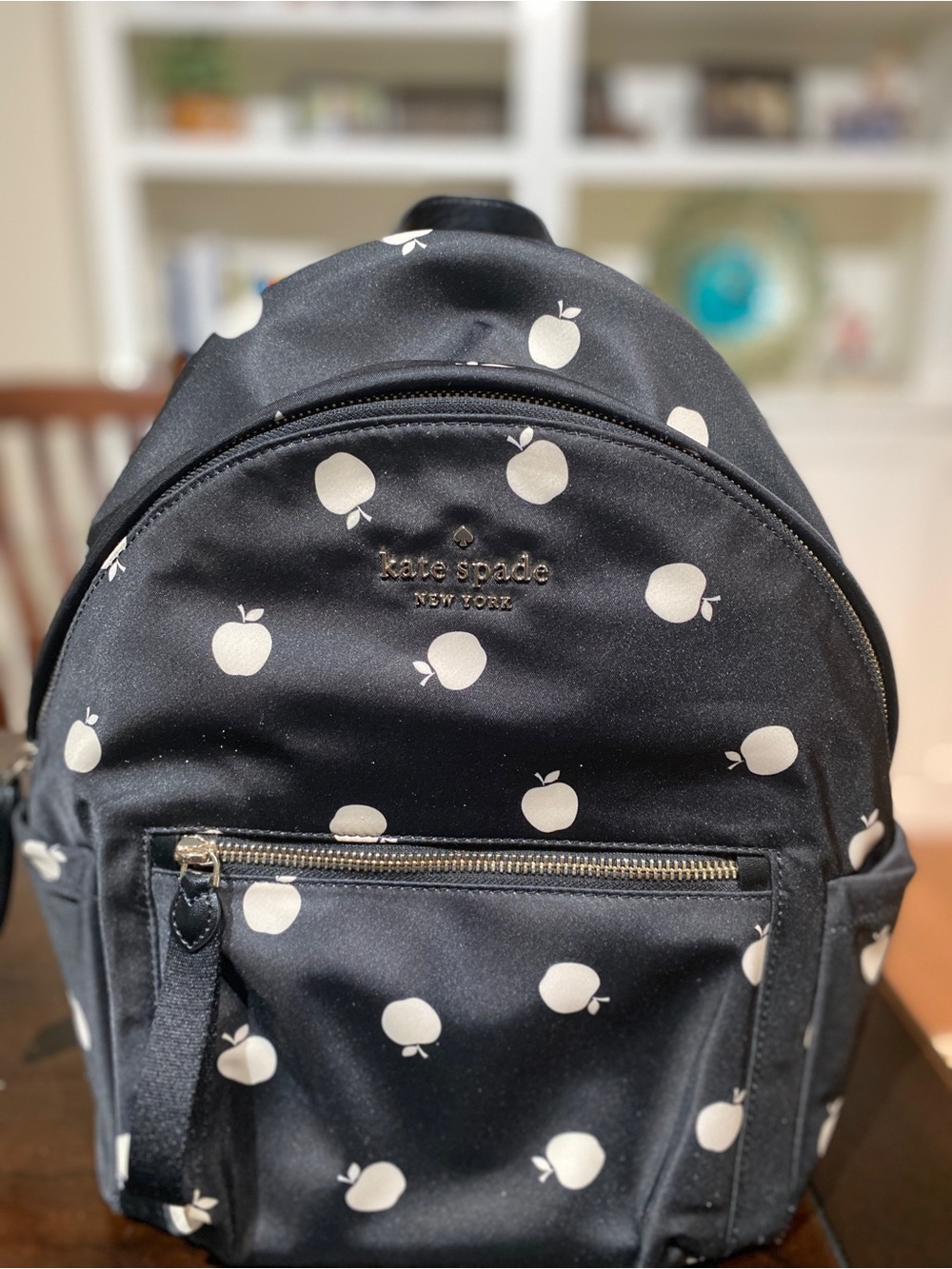 Kate Spade Chelsea Little Better Backpack in Black Multi Apple print